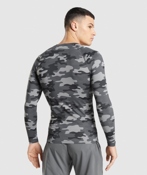 Elemento Gymshark Baselayer Manga Longa Top Estampa Cinza