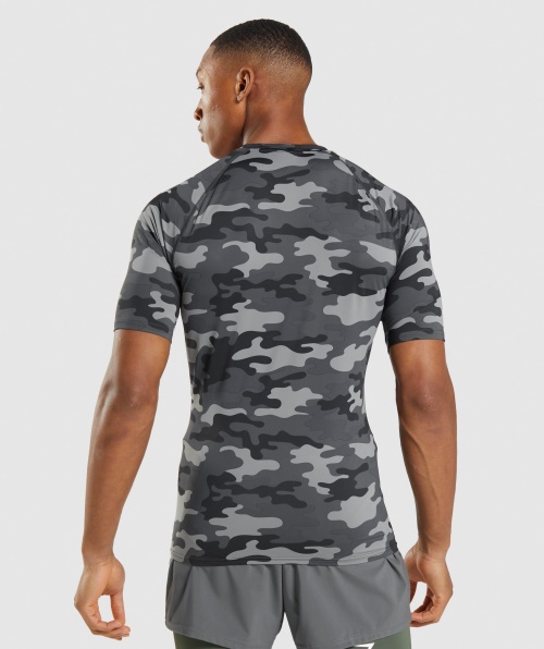 Camiseta Com Base De Camada De Base Do Elemento Gymshark Estampa Cinza Camuflada