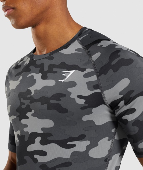 Camiseta Com Base De Camada De Base Do Elemento Gymshark Estampa Cinza Camuflada