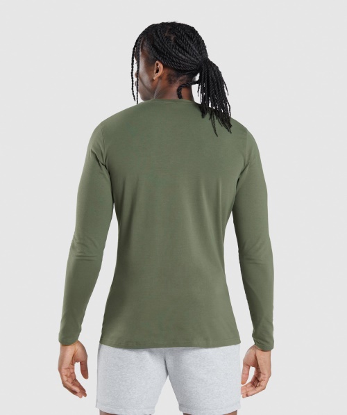 Camiseta De Manga Longa Essencial Gymshark Core Olive