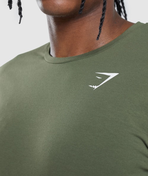 Camiseta De Manga Longa Essencial Gymshark Core Olive