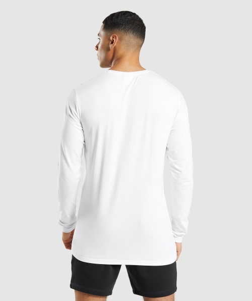 Camiseta Branca De Manga Longa Gymshark Essencial