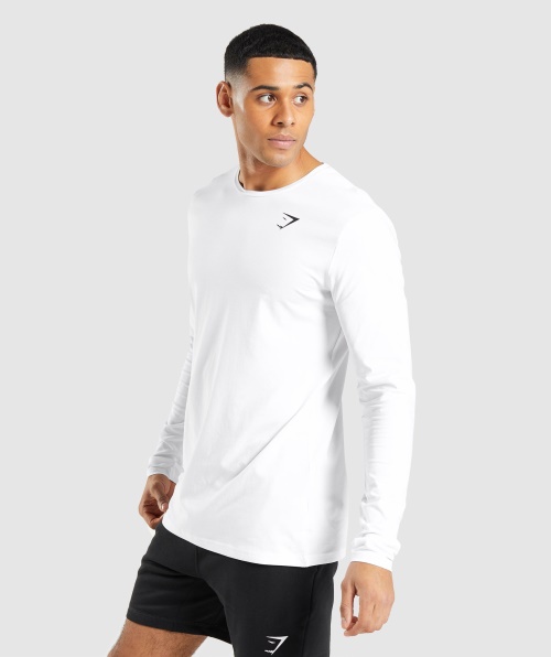 Camiseta Branca De Manga Longa Gymshark Essencial