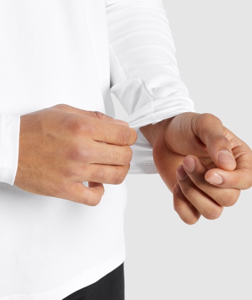 Camiseta Branca De Manga Longa Gymshark Essencial