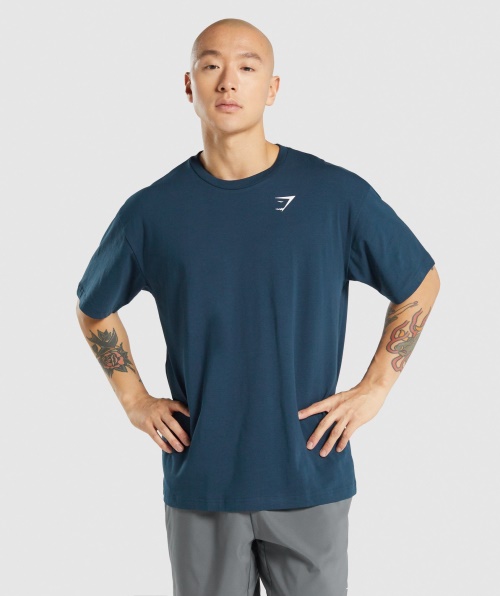 Camiseta Gymshark Essencial Oversized Azul Marinho