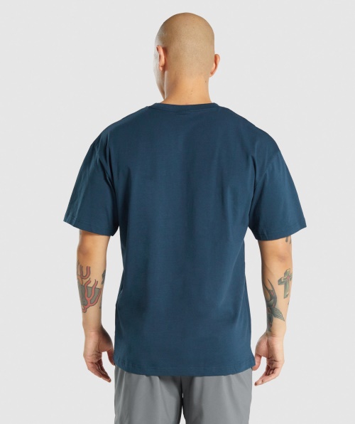Camiseta Gymshark Essencial Oversized Azul Marinho