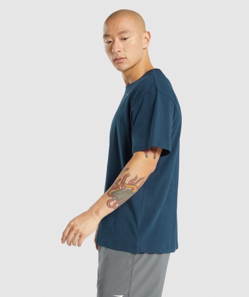Camiseta Gymshark Essencial Oversized Azul Marinho