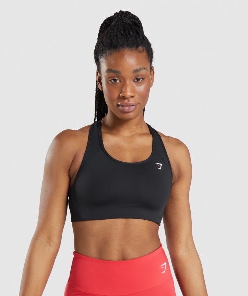 Gymshark Essencial Racer Costas Sutiã Esportivo Feminino Preto