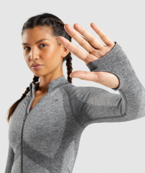 Jaqueta Gymshark Flex Com Zíper Através De Charcoal Marl