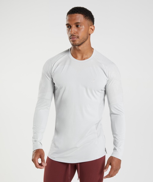 Camiseta Gymshark Manga Longa Cinza Claro