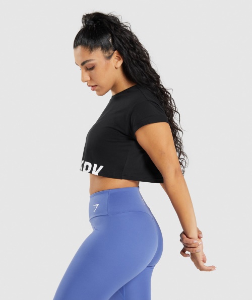 Top Cropped De Fração Gymshark Preto