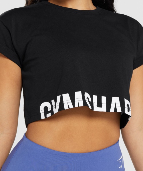 Top Cropped De Fração Gymshark Preto