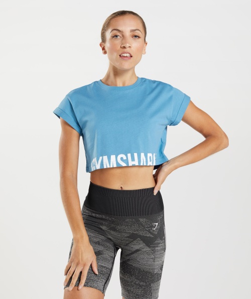 Top Cropped De Fração Gymshark Azul Litoral
