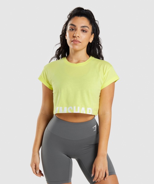 Top Cropped De Fração Gymshark Vaga-lume Verde