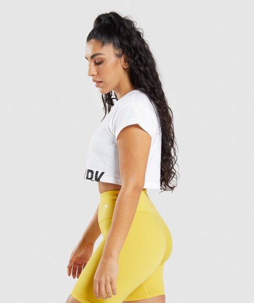 Top Cropped De Fração Gymshark Branco