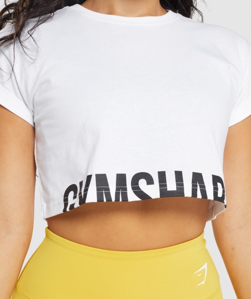 Top Cropped De Fração Gymshark Branco