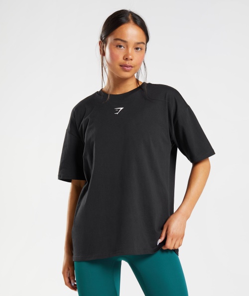Camiseta Gymshark Fracionário Oversized Preto E Branco