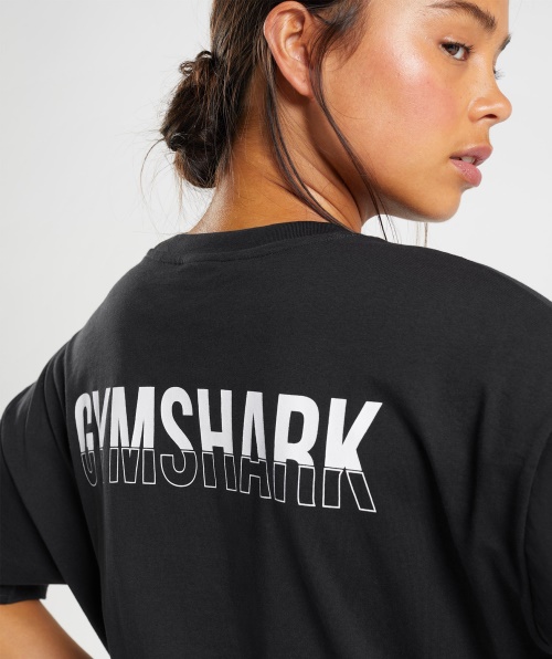 Camiseta Gymshark Fracionário Oversized Preto E Branco