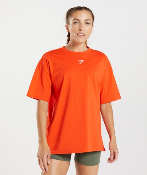 Camiseta De Tamanho Grande Da Fração Gymshark Vermelho Pimenta