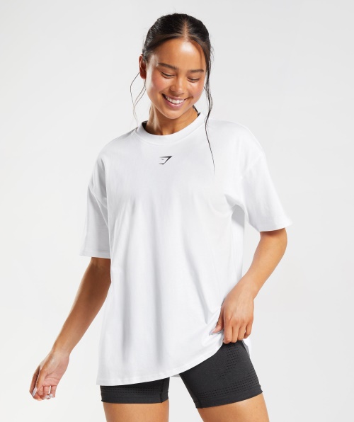 Camiseta Gymshark Fraction Oversized Branca