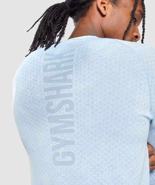 Gymshark Geo Camiseta Manga Longa Sem Costura Branco-moonstone Azul