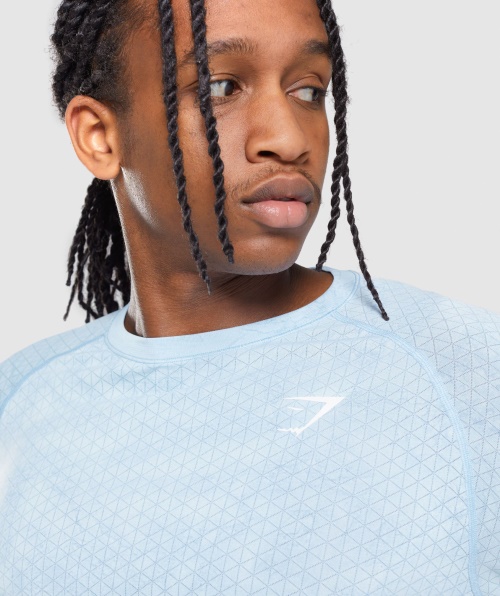 Gymshark Geo Camiseta Manga Longa Sem Costura Branco-moonstone Azul