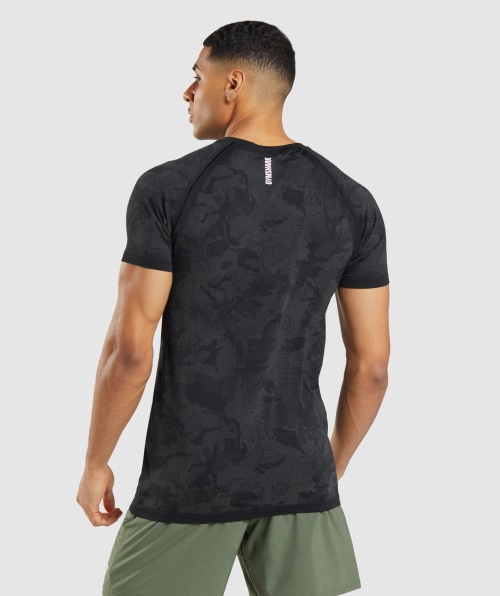 Camiseta Gymshark Geo Sem Costura Preto-cinza Carvão