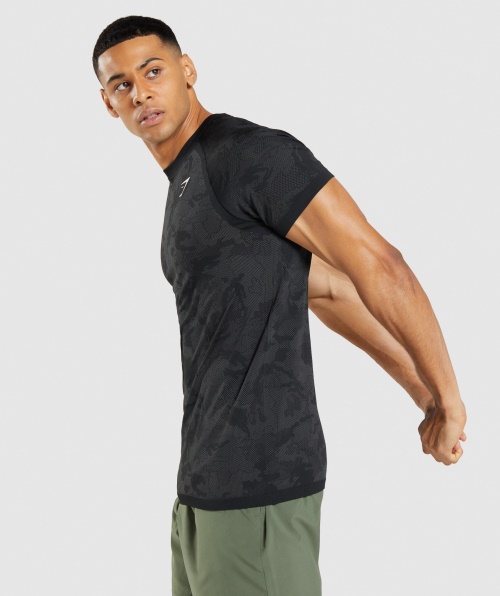 Camiseta Gymshark Geo Sem Costura Preto-cinza Carvão
