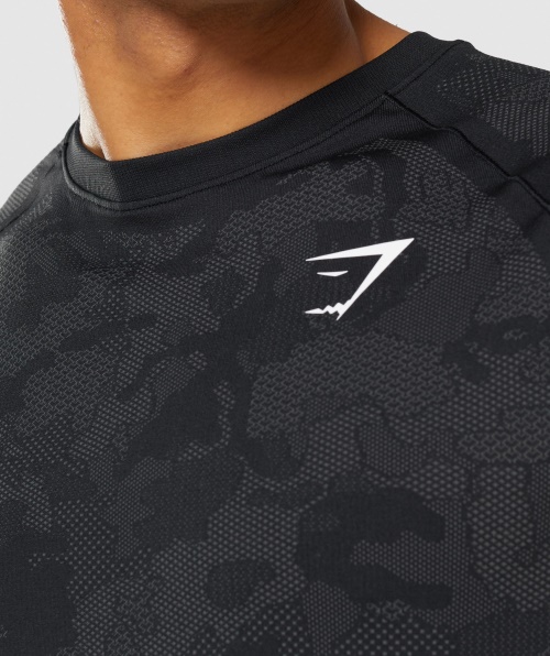 Camiseta Gymshark Geo Sem Costura Preto-cinza Carvão