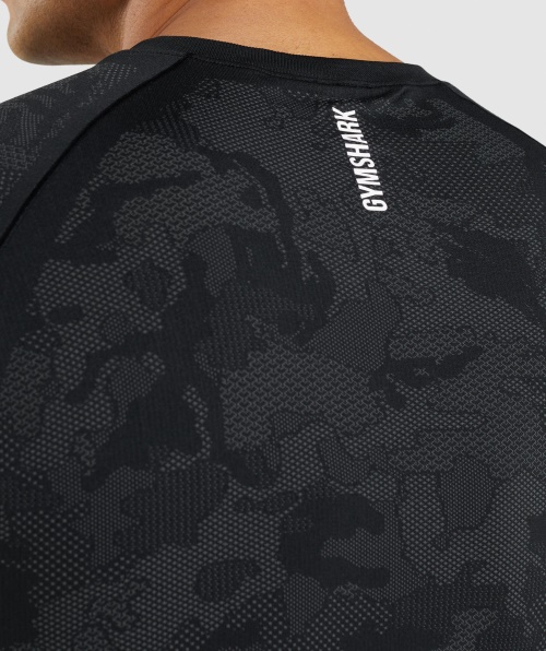 Camiseta Gymshark Geo Sem Costura Preto-cinza Carvão