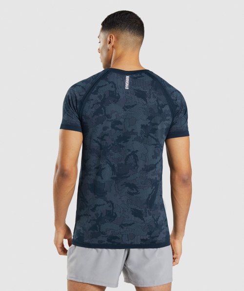 Camiseta Gymshark Geo Sem Costura Azul Marinho