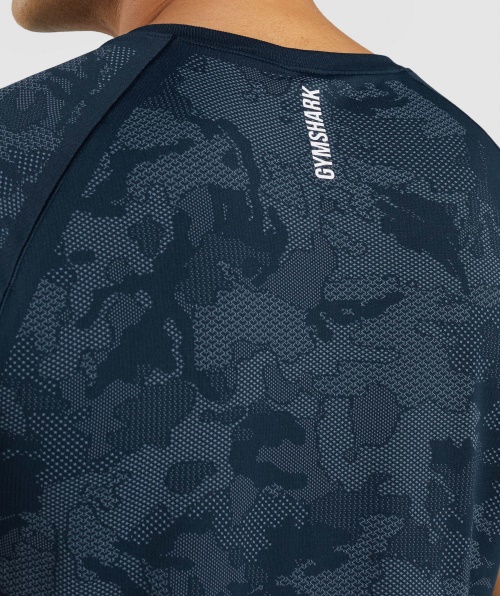 Camiseta Gymshark Geo Sem Costura Azul Marinho