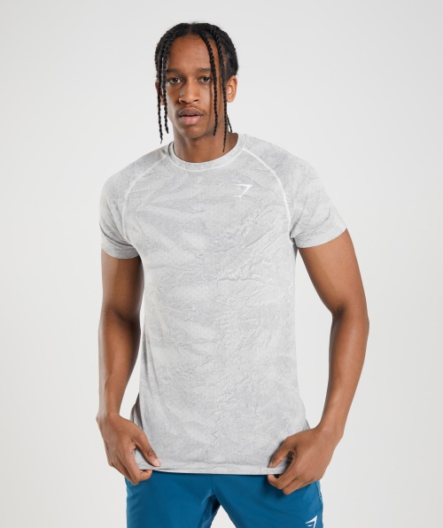 Camiseta Gymshark Geo Sem Costura Off Branco-cinza Claro