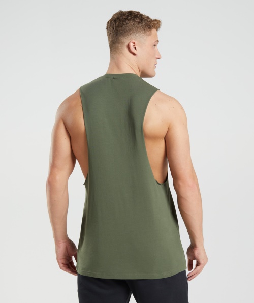 Gymshark Leg Day Drop Arm Tank Core Olive