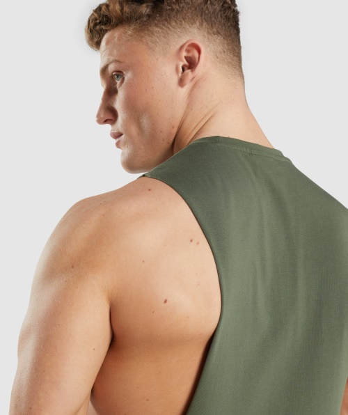 Gymshark Leg Day Drop Arm Tank Core Olive