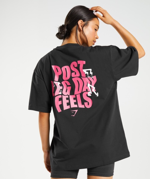 Camiseta Gymshark Leg Day Oversized Preta