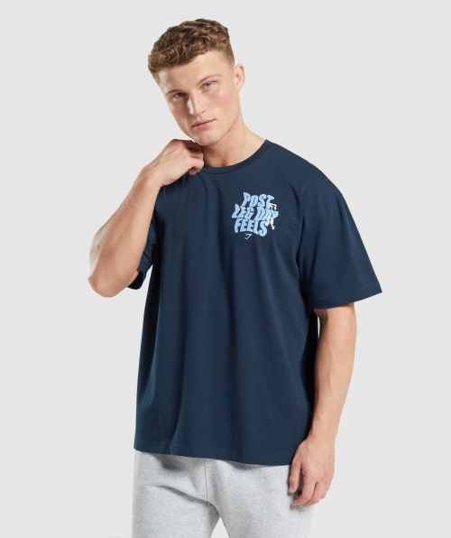 Camiseta Gymshark Leg Day Oversized Azul Marinho