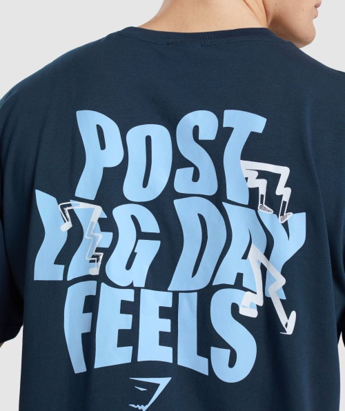 Camiseta Gymshark Leg Day Oversized Azul Marinho