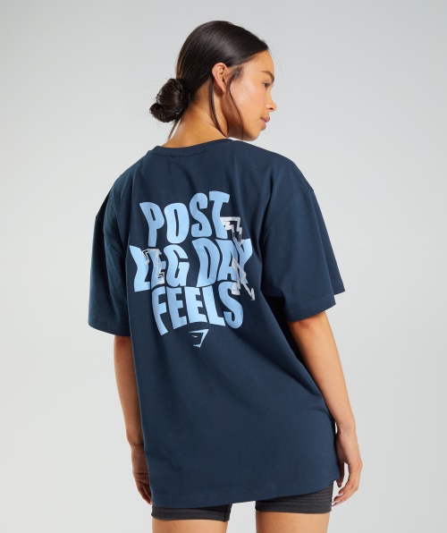 Camiseta Gymshark Leg Day Oversized Azul Marinho