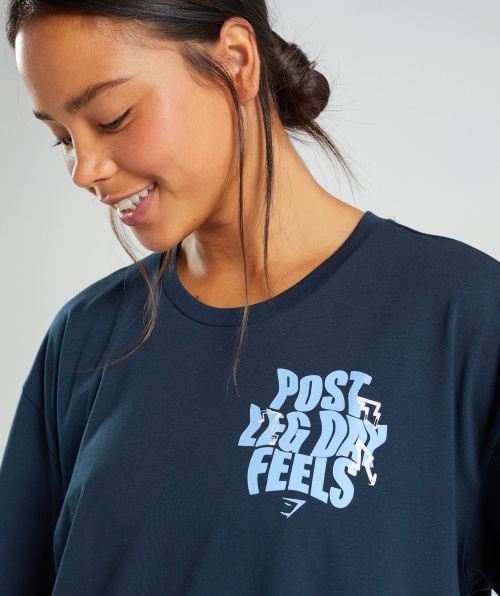 Camiseta Gymshark Leg Day Oversized Azul Marinho