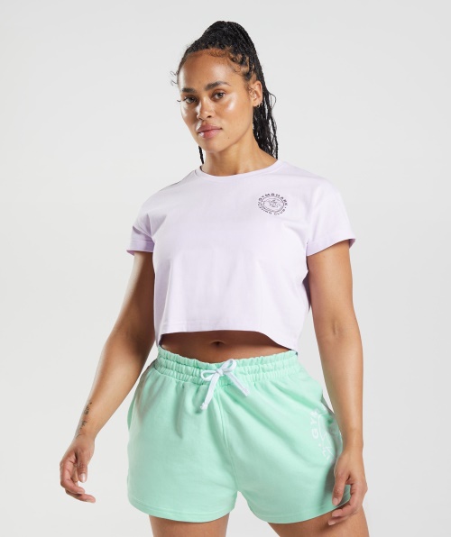 Top Cropped Herdado Gymshark Lilás Desbotado