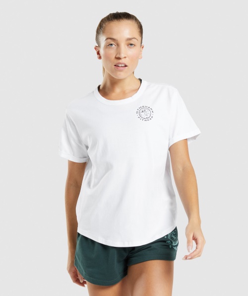 Camiseta Com Estampa Legada Gymshark Branca