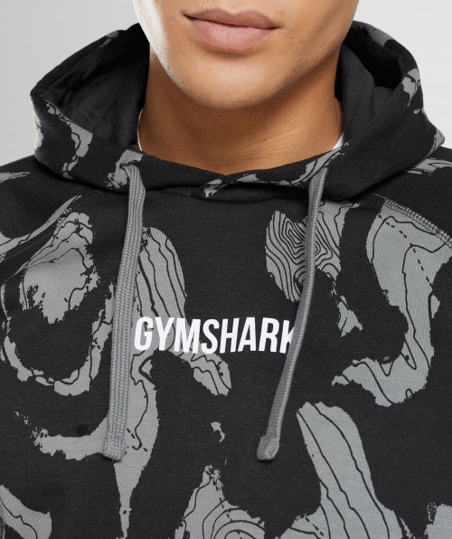 Moletom Com Capuz Com Estampa De Mapa Gymshark Estampa Preta