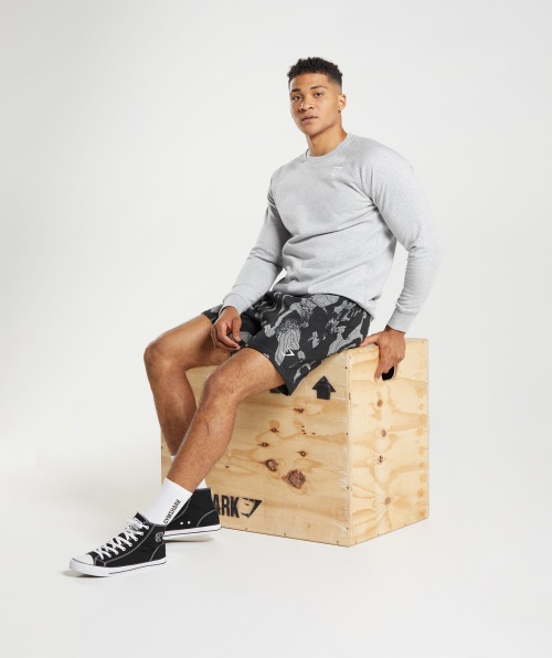 Calção Com Estampa De Mapa Gymshark Estampa Preta