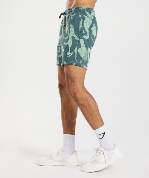 Shorts Com Estampa De Mapa Gymshark Estampa Teal