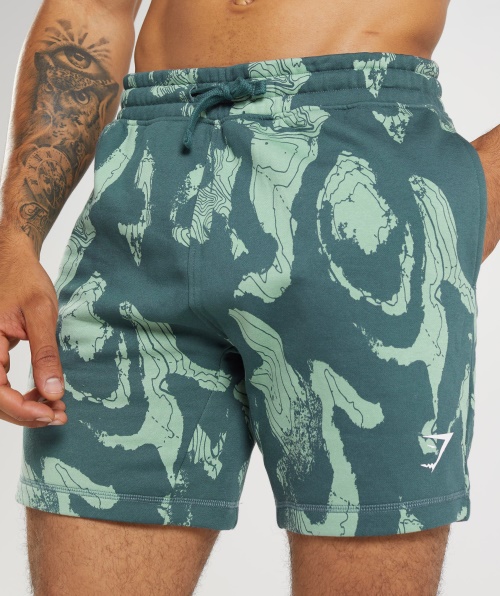 Shorts Com Estampa De Mapa Gymshark Estampa Teal