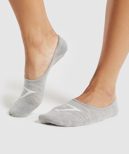 Meias Gymshark No Show 3pk Branco-cinza Claro Marl-preto