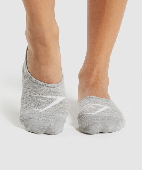 Meias Gymshark No Show 3pk Branco-cinza Claro Marl-preto