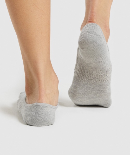 Meias Gymshark No Show 3pk Branco-cinza Claro Marl-preto