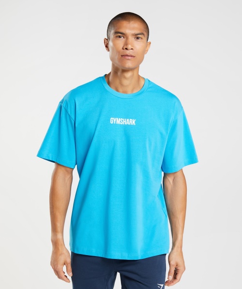 Camiseta De Tamanho Grande Com Contorno Gymshark Azul Tubarão